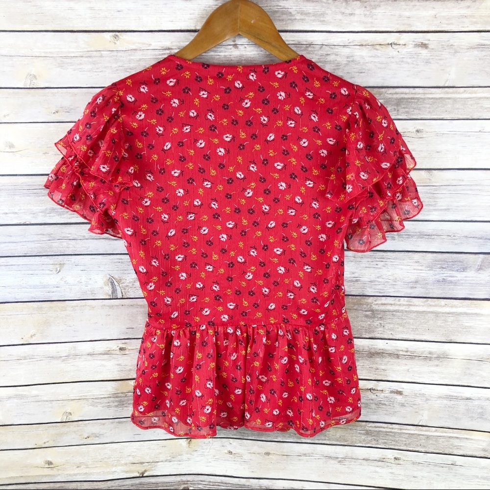 Madewell Tiered Sleeve Peplum Top in Prairie Roses - Picture 6 of 8